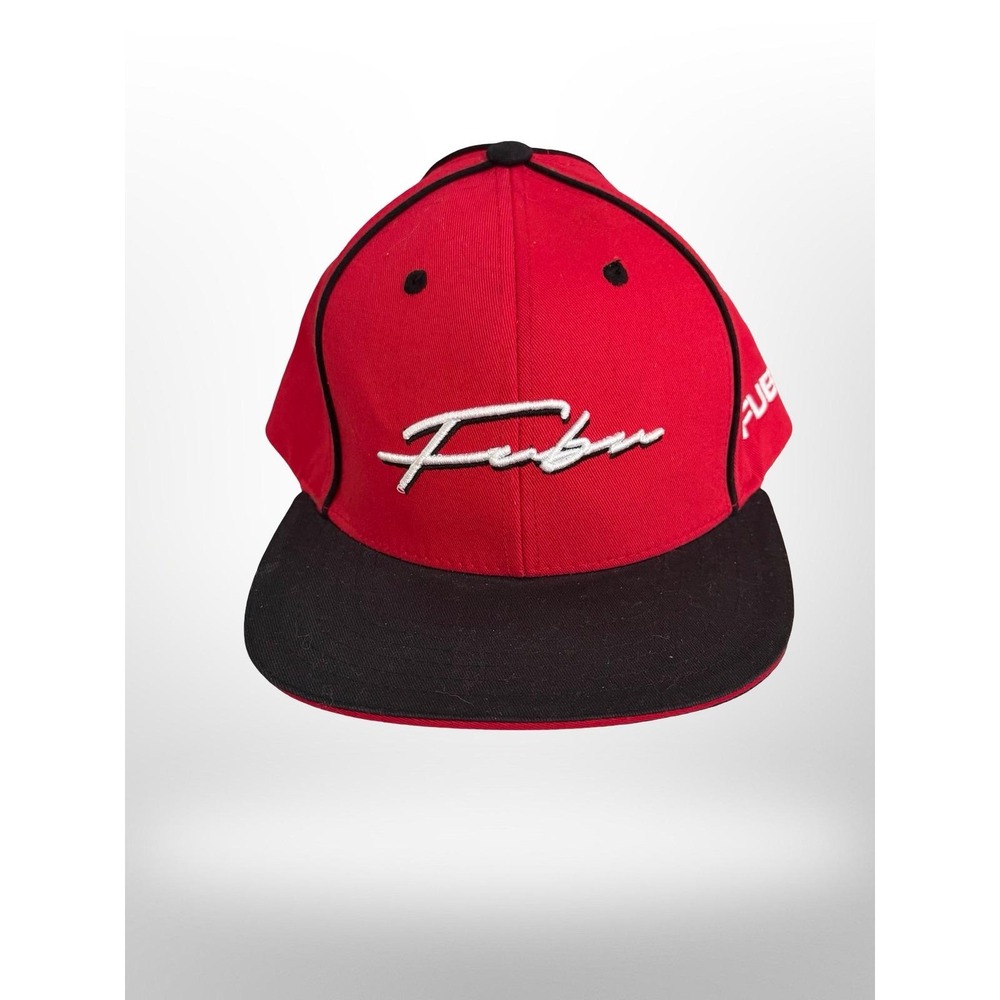 FUBU Red and Black SnapBack Flat Bill Cotton Hat Retro Y2K Fashion